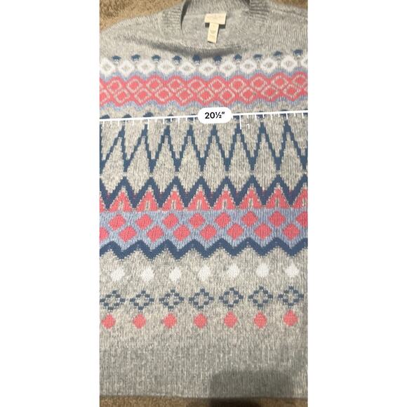 St. John’s Bay Knit Sweater Fair Isle Nordic Style Pullover Gray Women’s L - Picture 3 of 4